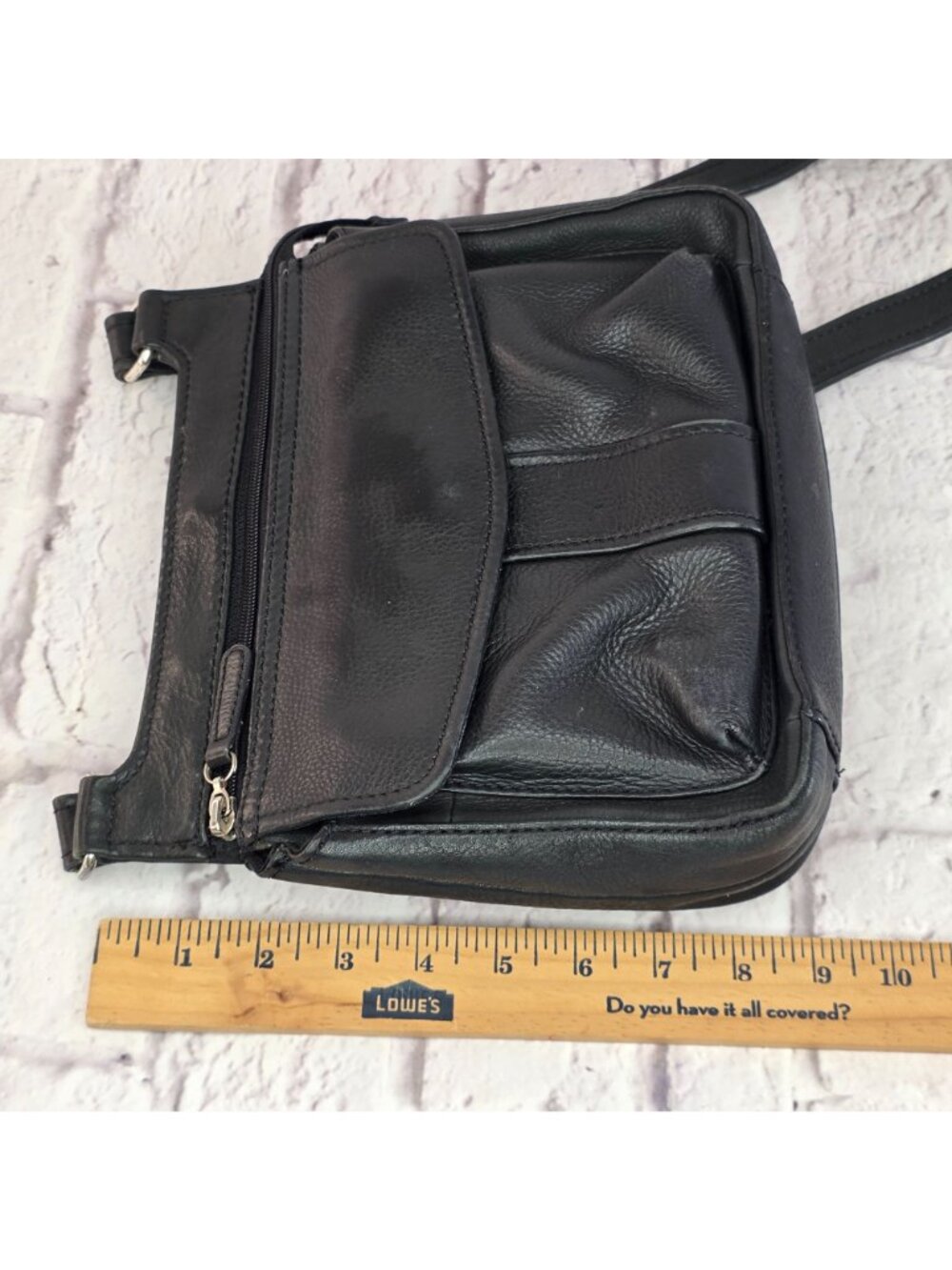 Vintage Fossil Crossbody Purse Womens Side Bag Satchel Black Pebbled Leather - Picture 9 of 12